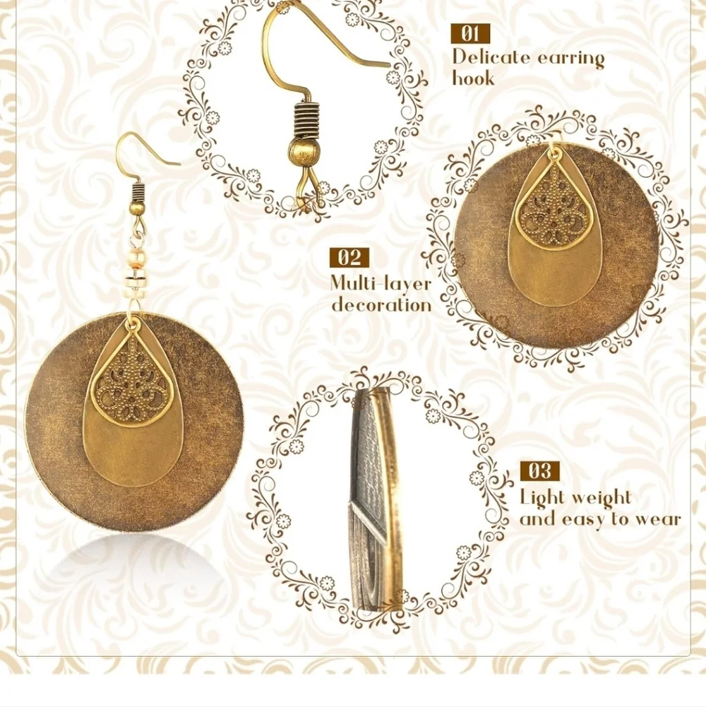 Elegant Gold and Brown Earrings Set